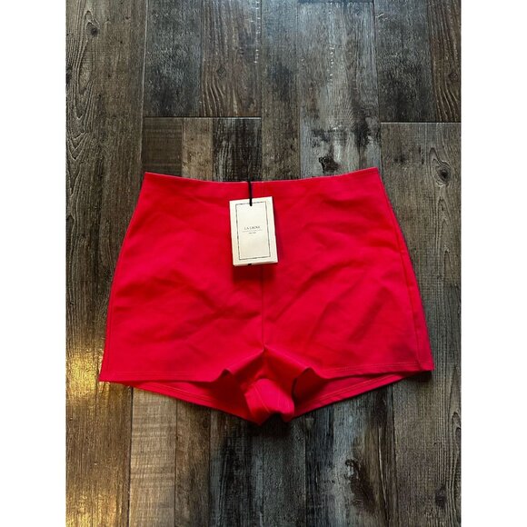 La Ligne NWT Kiki Set Micro Mini Shorts Elastic Waist in Red Size Medium